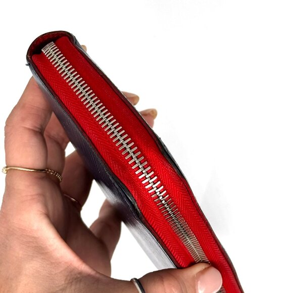 AUTH Louis Vuitton EUC Navy & Red Epi Leather Zippy Long Wallet with COA - Picture 9 of 17